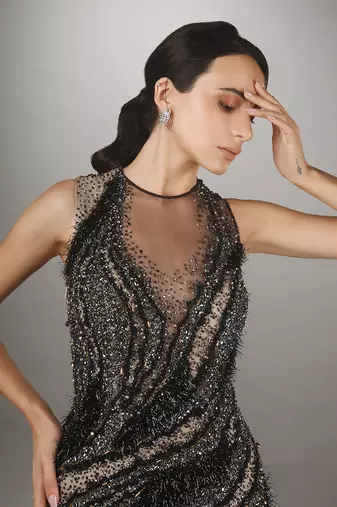 Black Net Mermaid Gown