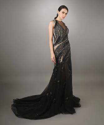 Black Net Mermaid Gown 3