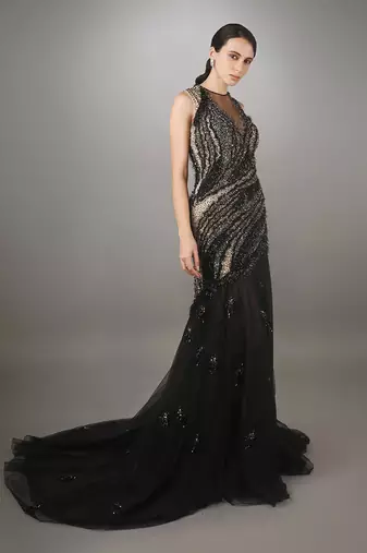 Black Net Mermaid Gown