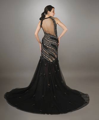 Black Net Mermaid Gown 4