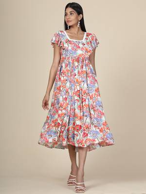 Multicolor Floral Rayon Dress 1