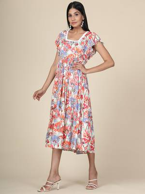 Multicolor Floral Rayon Dress 2
