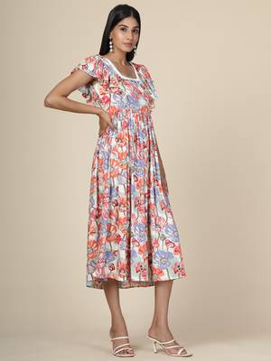 Multicolor Floral Rayon Dress 3