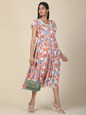 Multicolor Floral Rayon Dress 4