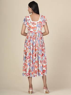 Multicolor Floral Rayon Dress 5