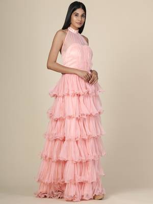 Pink Ruffle Net Gown 2