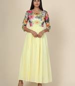 Lemon Floral Net Gown