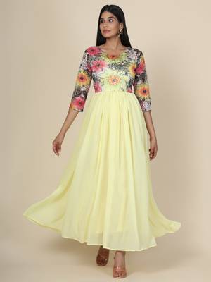 Lemon Floral Net Gown 2