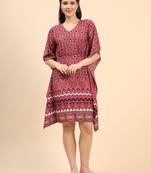 Maroon Geometric Crepe Kaftan