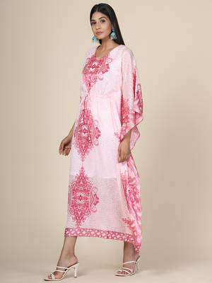Pink Geometric Georgette Kaftan 3