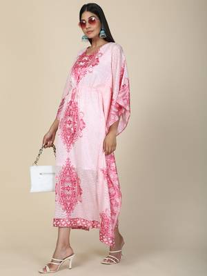 Pink Geometric Georgette Kaftan 4
