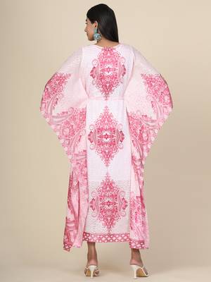Pink Geometric Georgette Kaftan 5