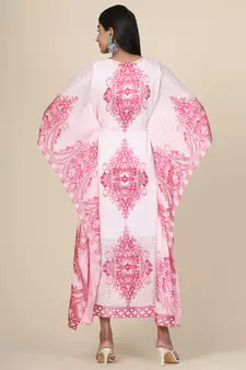 Pink Geometric Georgette Kaftan