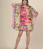 Pink Floral Net Kaftan