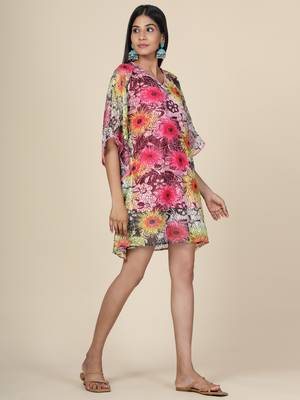 Pink Floral Net Kaftan 2