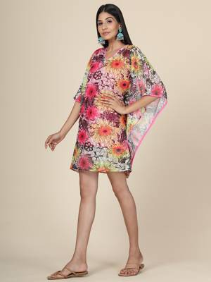 Pink Floral Net Kaftan 3