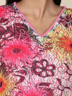 Pink Floral Net Kaftan 5