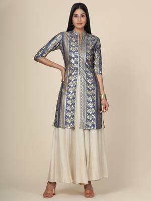 Grey Foil Cotton Kurti 1