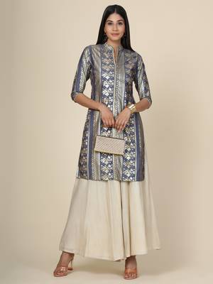 Grey Foil Cotton Kurti 4