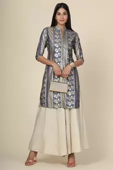 Grey Foil Cotton Kurti