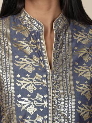 Grey Foil Cotton Kurti 5