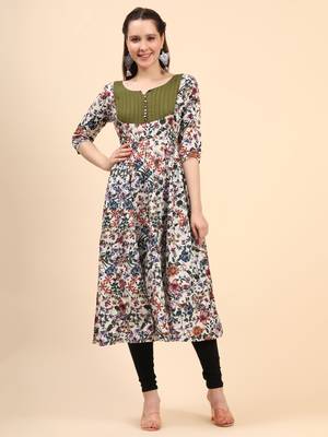Multicolor Floral Poplin Anarkali 1