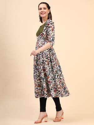 Multicolor Floral Poplin Anarkali 2
