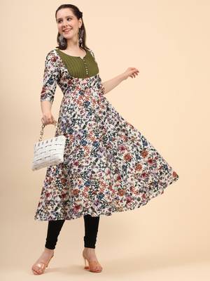 Multicolor Floral Poplin Anarkali 4