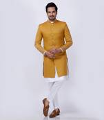 Yellow Embroidered Sherwani Set