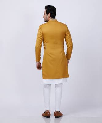 Yellow Embroidered Sherwani Set 2