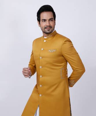 Yellow Embroidered Sherwani Set 3