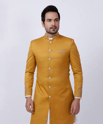 Yellow Embroidered Sherwani Set 9