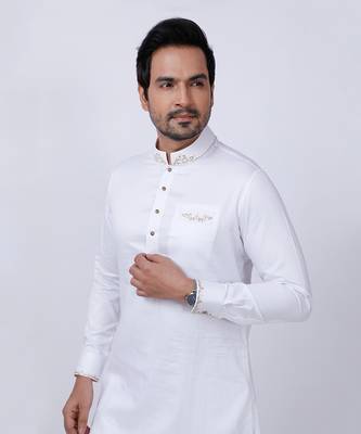 Velveteen Pista Embroidered Sherwani Set 9