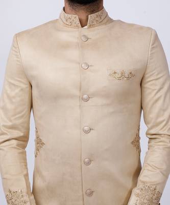 Swede Ivory Embroidered Sherwani Set 5