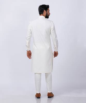 Swede Ivory Embroidered Sherwani Set 6