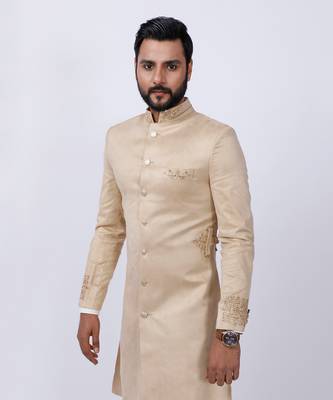 Swede Ivory Embroidered Sherwani Set 9
