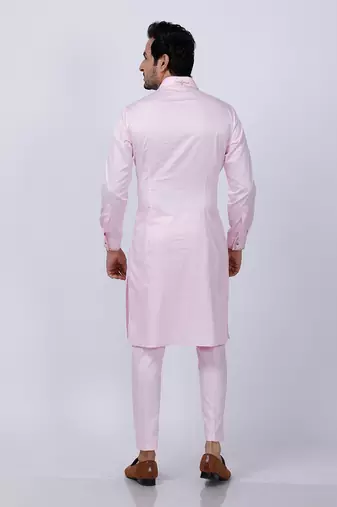 Velveteen Pink Embroidered Sherwani Set