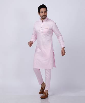Velveteen Pink Embroidered Sherwani Set 6