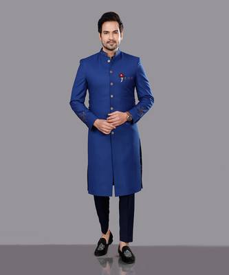 Blue Embroidered Sherwani Set 1