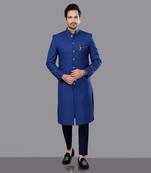 Blue Embroidered Sherwani Set
