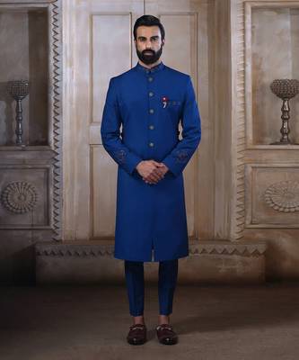 Blue Embroidered Sherwani Set 2