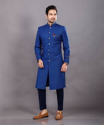 Blue Embroidered Sherwani Set 3