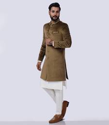 Velveteen Gold Embroidered Sherwani set