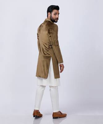 Velveteen Gold Embroidered Sherwani set 4