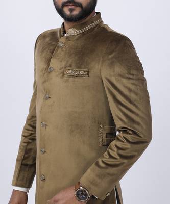 Velveteen Gold Embroidered Sherwani set 5