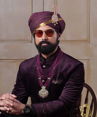 Velveteen Wine Embroidered Sherwani Set 7