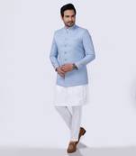 Powder Blue Embroidered Bandgala Set