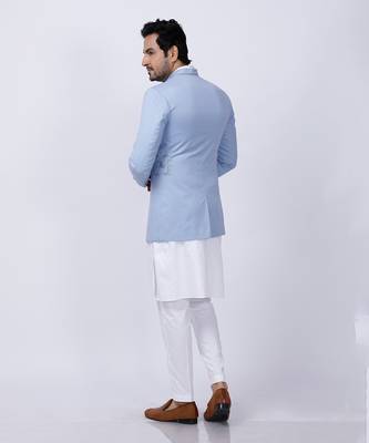Powder Blue Embroidered Bandgala Set 2