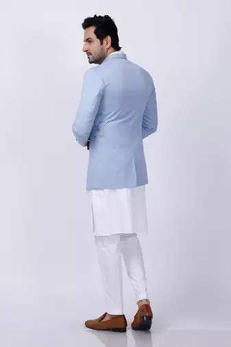 Powder Blue Embroidered Bandgala Set