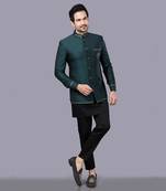 Green Embroidered Bandgala Set